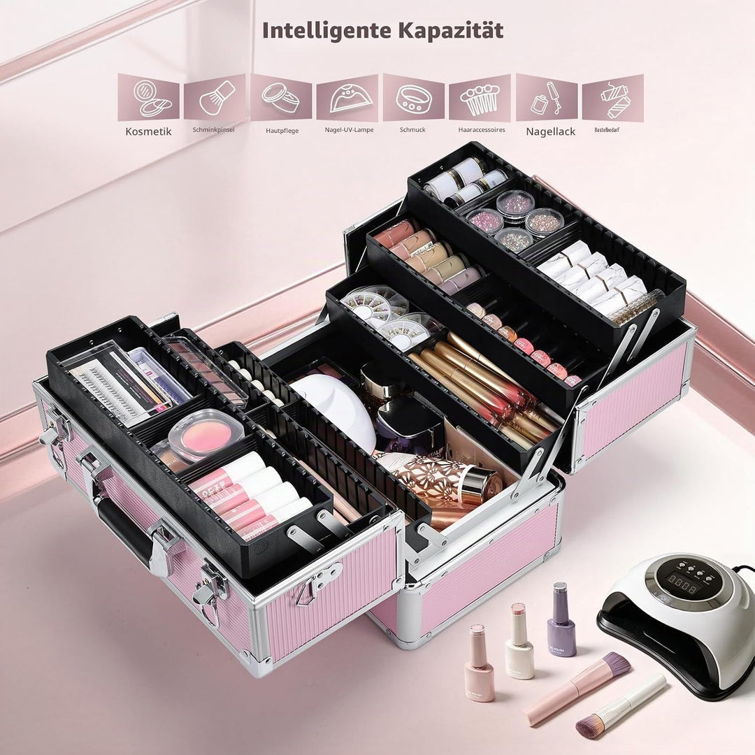Kosmetikkoffer Schminkkoffer, Kosmetik Make up Organizer Koffer Make-up Aufbewahrung friseurkoffer M