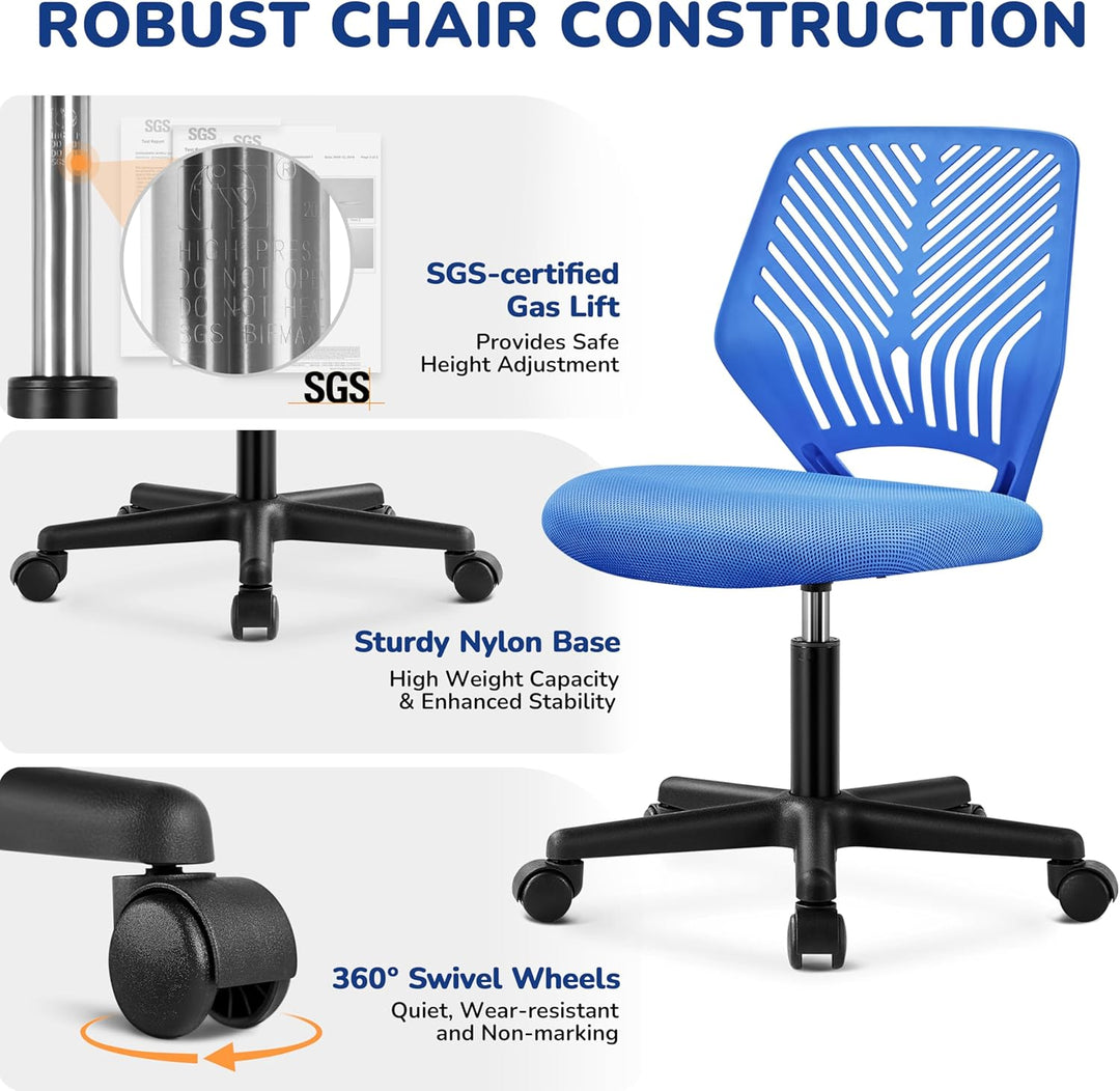 Yaheetech Bürostuhl Ergonomisch Schreibtischstuhl ohne Armlehnen Drehstuhl mit Rücklehne Arbeitsstuh