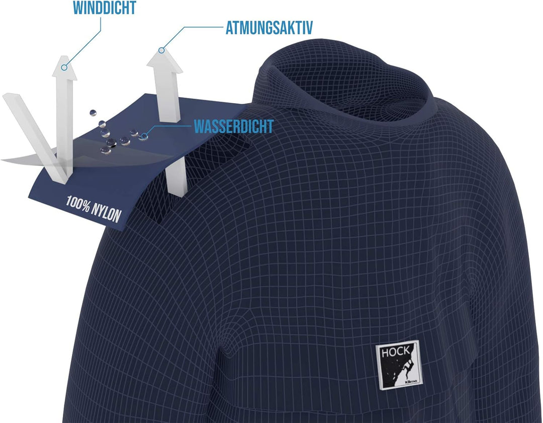 HOCK Regenponcho Wandern 'Kraxen AS' mit Rucksack Regenschutz – Herren & Damen Regencape Atmungsakti