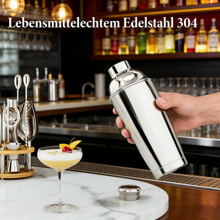 25 Stück Cocktail Shaker Set, 700ml Edelstahl Barkeeper Set mit Boston Shaker und Bar Zubehör, Mixol