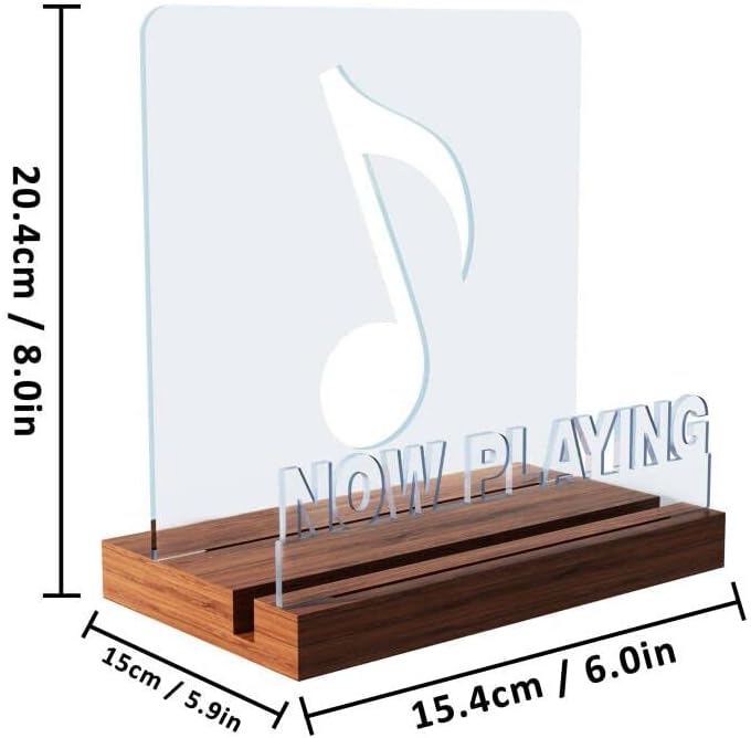 Beleuchteter Vinyl-Schallplattenständer Jetzt drehender Plattenspieler Ständer Holz-Acryl-Halter für