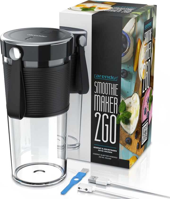 Arendo - Smoothie Maker to GO – tragbarer kabelloser Mixer 350 ml – Akkubetrieb Li-Ion - BPA freie F