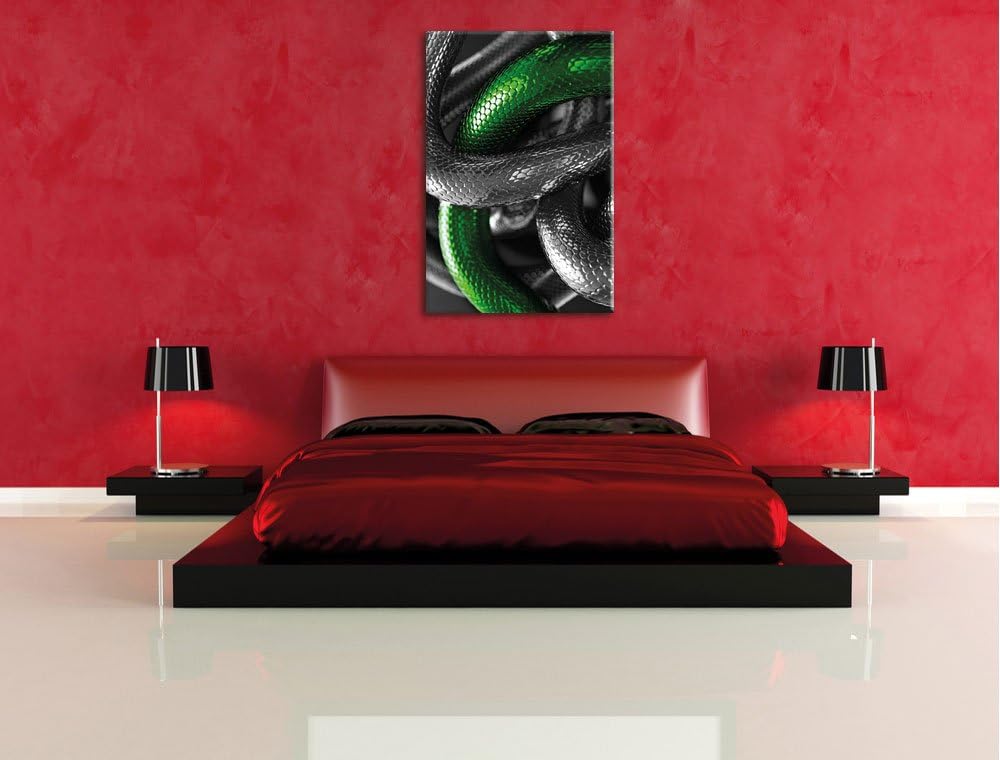Pixxprint ineinander verschlungene Schlangen, Format: 80x120 auf hochkantiges Leinwand, XXL riesige