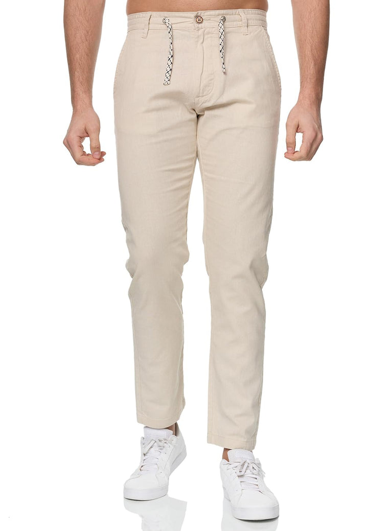 Indicode Herren Venedig Stoffhose aus Leinen &amp; Baumwolle | Leinenhose Freizeithose Männer XL Fog, XL