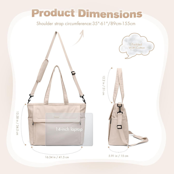 22L Puffer Wickeltasche, Lässige Umhängetasche für Mütter, Geräumige Shopper für Unterwegs, Apricot
