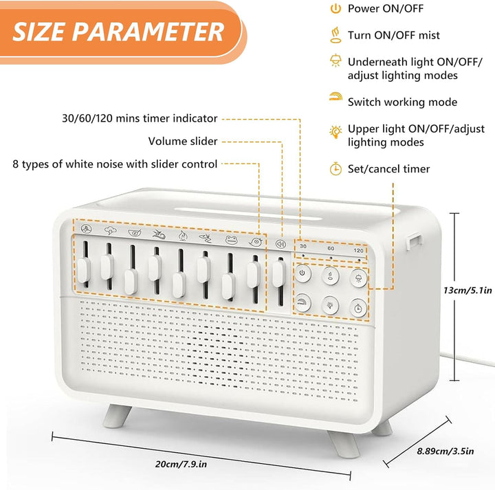 White Noise Night Light Humidifier, Sound Box White Noise Sleep Sound Machine, Portable Sleep Sound