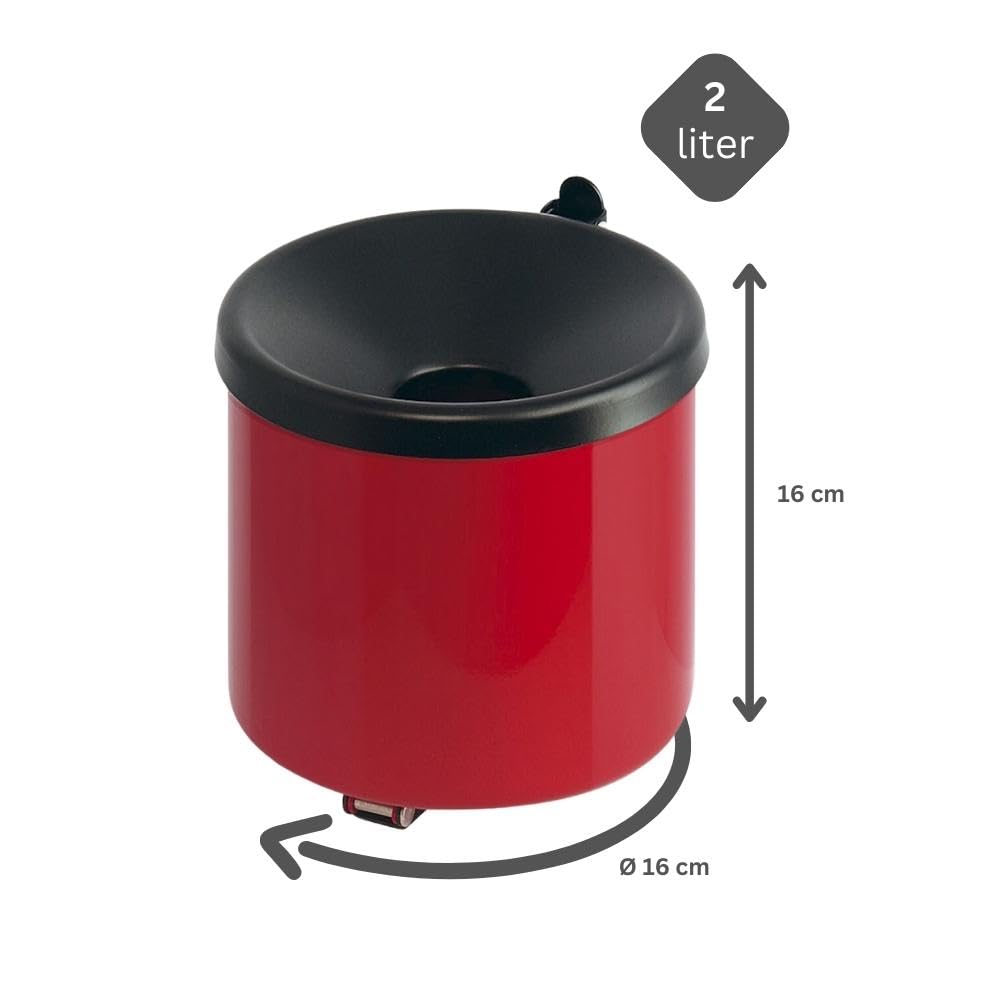 PROREGAL Runder Sicherheits-Wandaschenbecher mit Kippvorrichtung | 2 Liter, HxØ 16x16cm | Metall | R