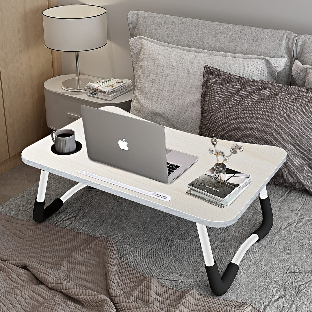 A3A ACADGQ Laptoptisch, Laptop Betttisch Klappbar, Notebook Tisch mit 4 USB-Ladeanschluss, Schublade