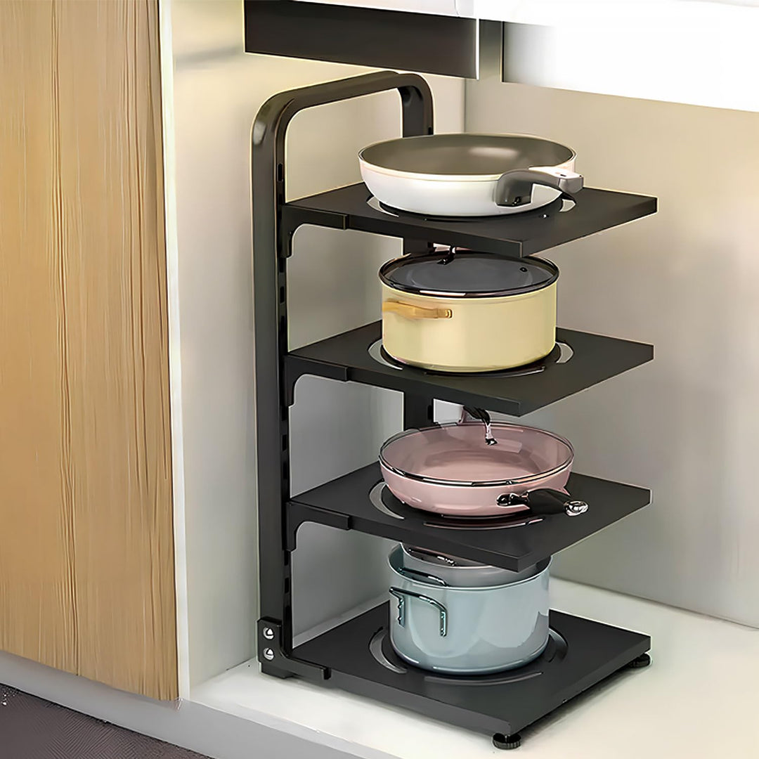 devesanter Topf Organizer mit 4 verstellbaren Fächern Pfannen Organizer Kitchen Cabinet Organizer fü