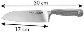 Tescoma FEELWOOD Santokumesser 17 cm I Erstklassiger japanischer rostfreier Edelstahl mit gehärtetem