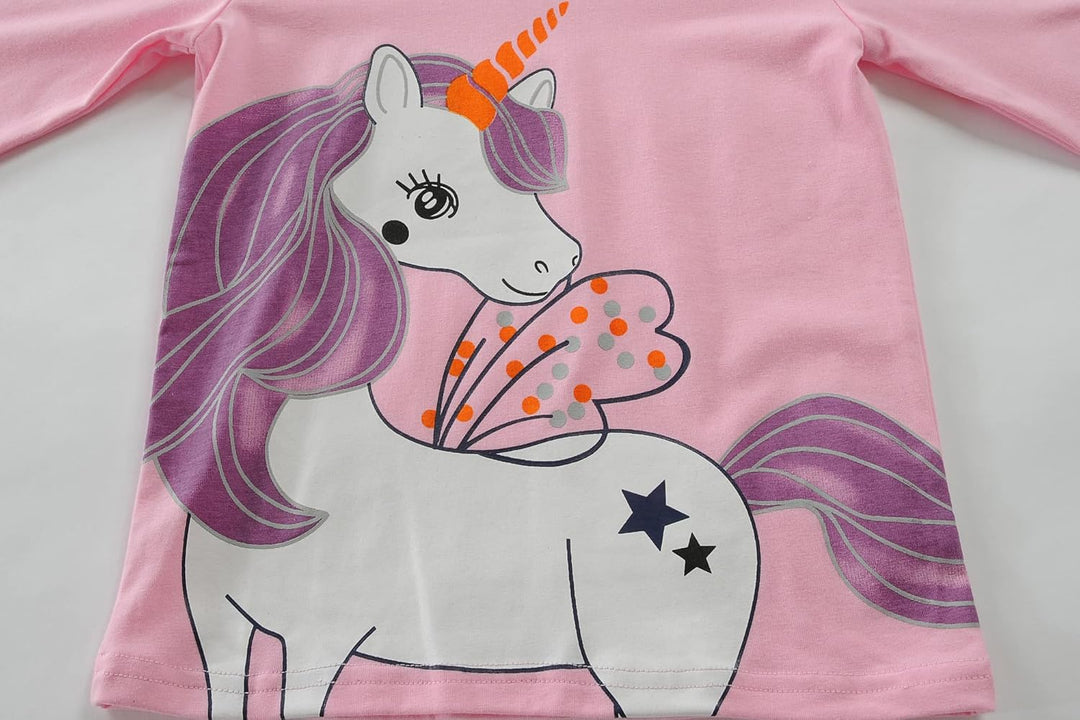 EULLA Kinder Mädchen Schlafanzüge Langarm Baumwolle Winter Pyjama Set Einhorn Prinzessin Dino Hase E