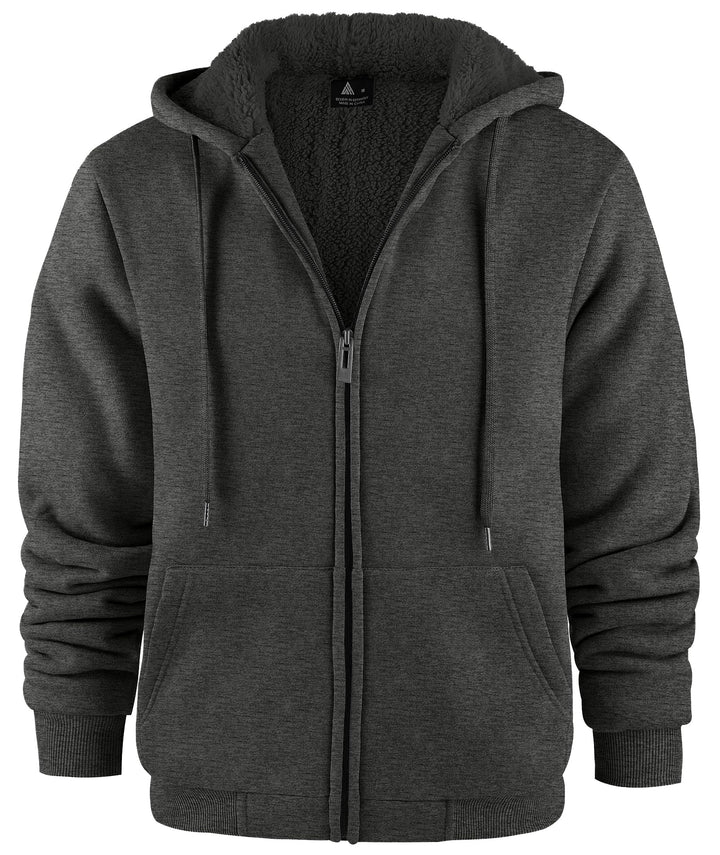 JACKETOWN Herren Sweatshirt Gefüttert Hoodie Reissverschluss Sweatjacke Warm Fleece Winterjacke Tedd
