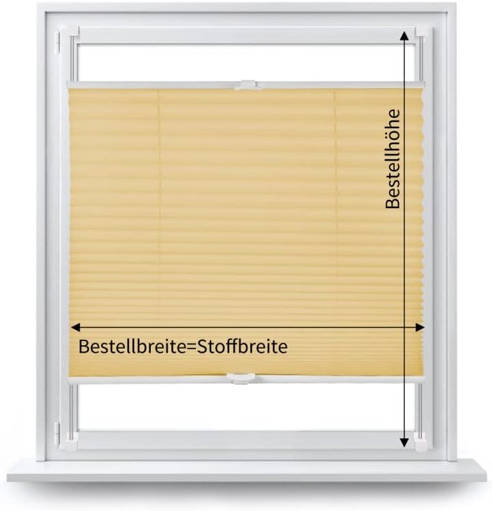 Eurohome Plissee Beige 105x120cm klemmfix ohne Bohren für Fenster und Türen 105x120cm Beige, 105x120