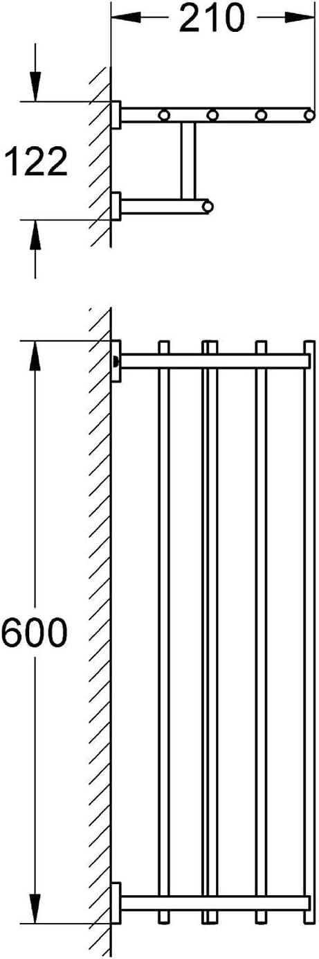 GROHE Essentials Cube - Multi-Badetuchhalter (Material: Metall, 600mm, verdeckte Befestigung), chrom