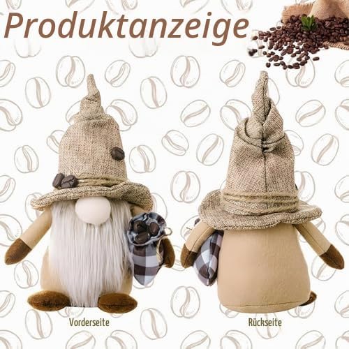 2 Stück Kaffee Wichtel,Frühling Sommer Wichtel,Herbstdeko Wichtel,Figuren Frühling Kaffeebar Deko,Fi