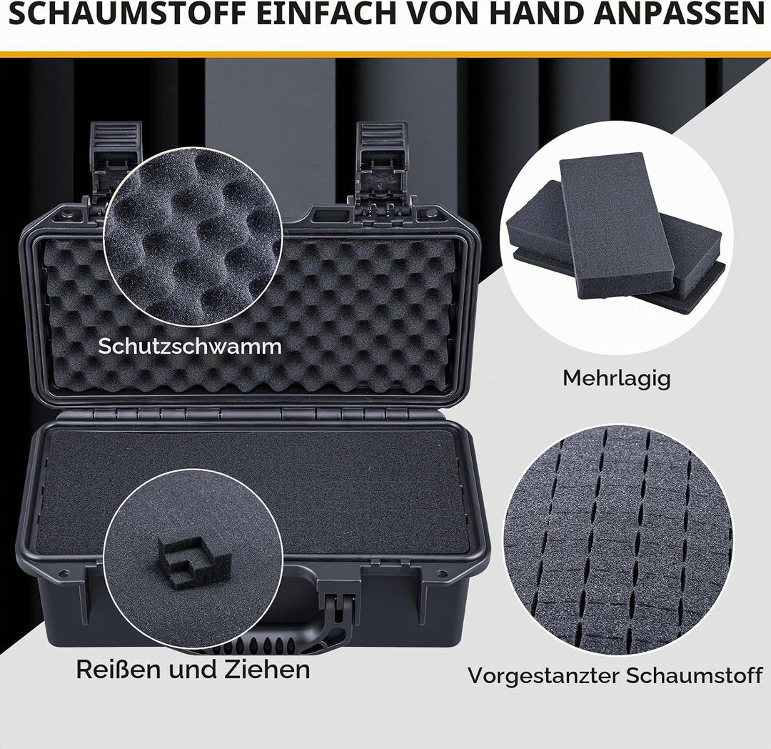 Lykus HC-3021 Wasserdicht Koffer mit anpassbar Rasterschaumstoff, Innengrösse 30,6x13,5x11,8 cm, Pas
