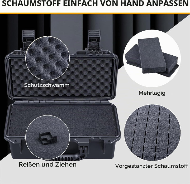 Lykus HC-3021 Wasserdicht Koffer mit anpassbar Rasterschaumstoff, Innengrösse 30,6x13,5x11,8 cm, Pas