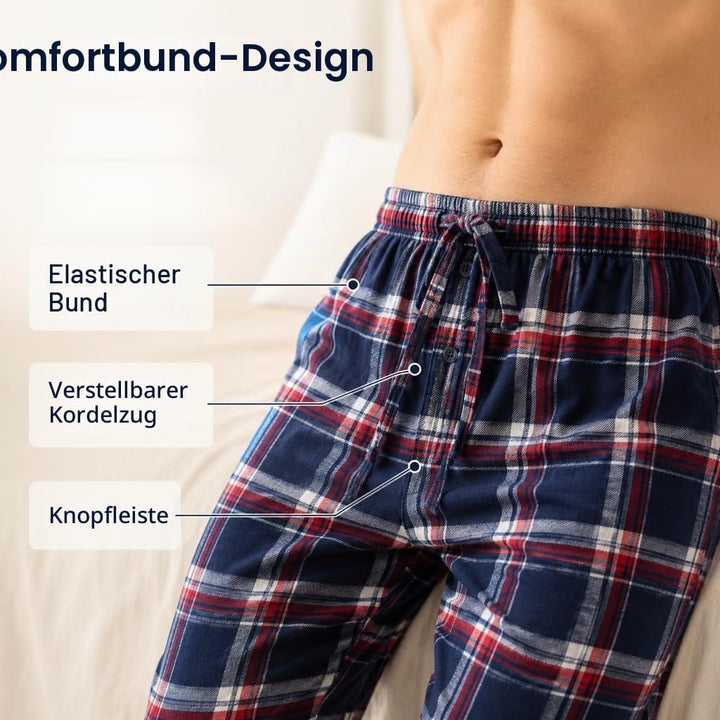 JTPW Herren 100% Baumwolle Flanell Bequeme Pyjama/Lounge Bottoms mit Taschen S Blue White Plaid, S B