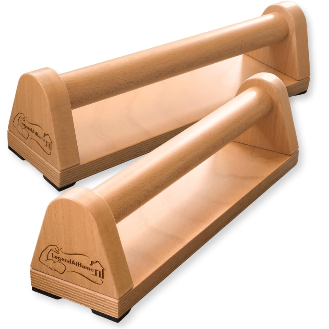 Liegestützgriffe [2er-Set] aus Buchenholz – stabile & gelenkschonende Parallettes für Push Ups, Cali