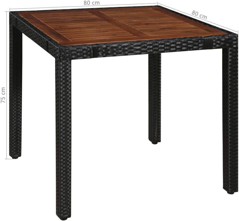 Tidyard Garten-Essgruppe 5-TLG. inkl 1 Vintage-Esstisch + 4 Stühle, aus Polyrattan und Massives Akaz