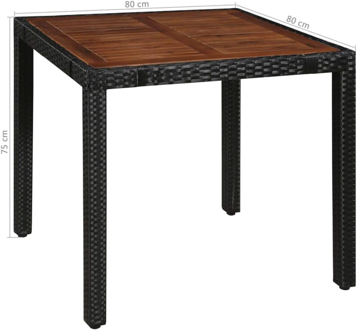 Tidyard Garten-Essgruppe 5-TLG. inkl 1 Vintage-Esstisch + 4 Stühle, aus Polyrattan und Massives Akaz