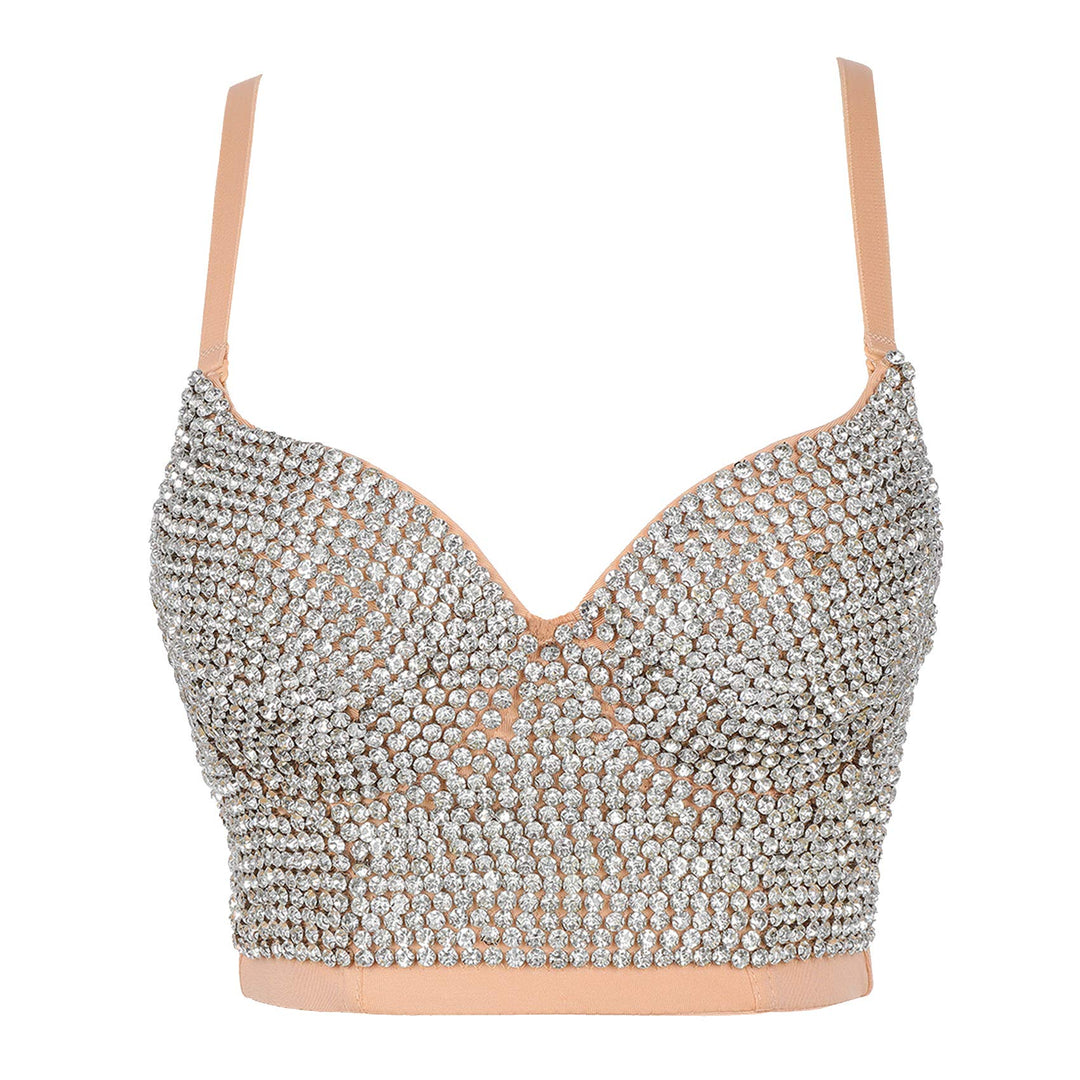 Damen Korsett Bustier BH Dessous Tank Top Trägertop Crop Top Corsage Schlanke Weste # 1 Silber & Bei