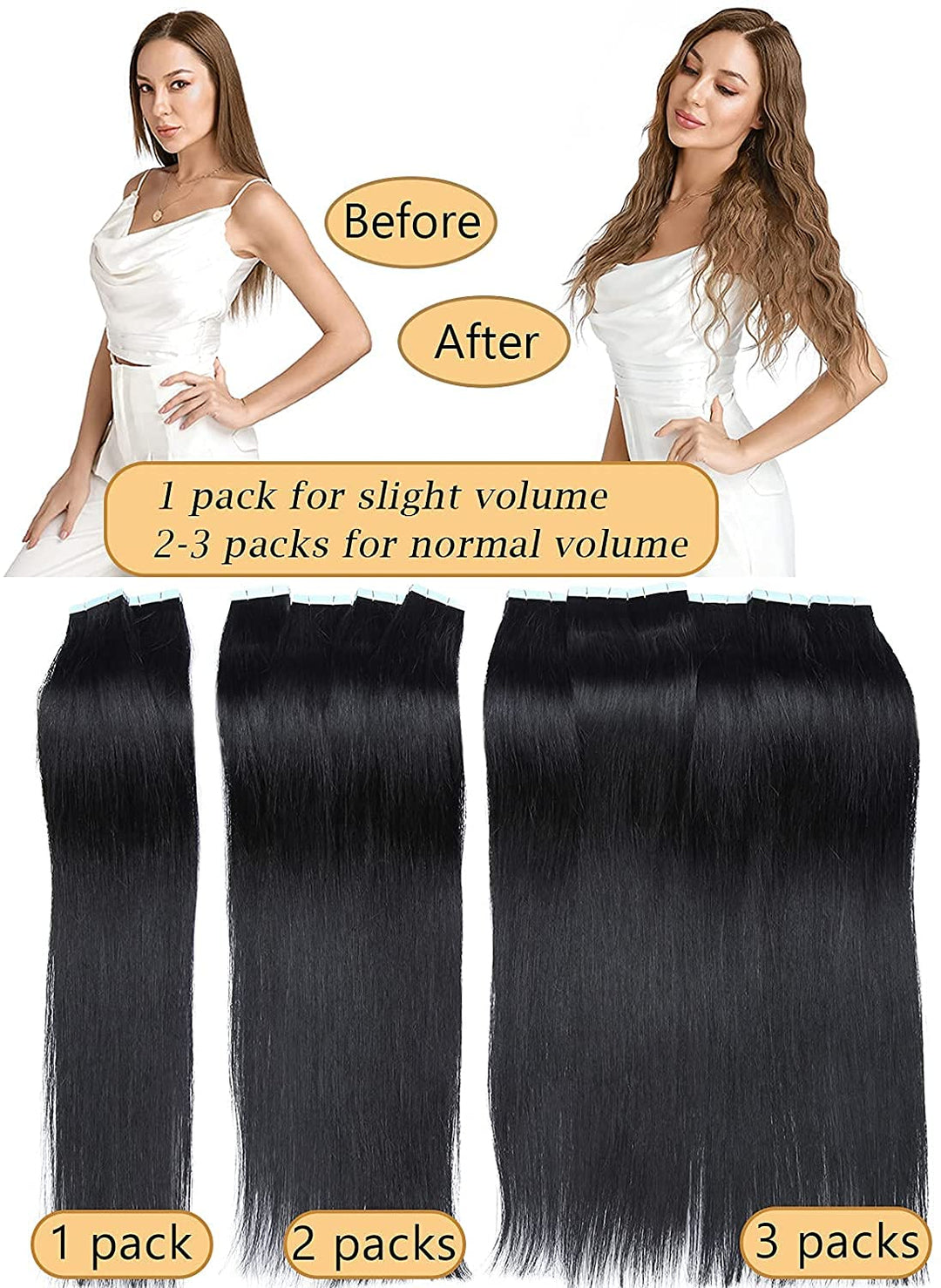 SEGO 40 Stück Tape in Extensions Echthaar 2.5g/pcs Klebeband Haarverlängerung 100% Remy Human Haar H
