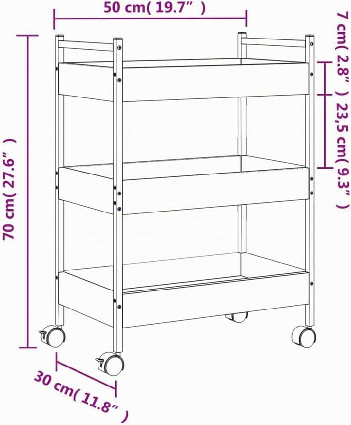 vidaXL Küchenwagen, Servierwagen mit viel Stauraum, Rollwagen Trolley für Küche Bar, Gemüsewagen Meh