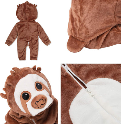 corimori (Baby Onesie Henry das Faultier Süsses Tier Plüsch-Kostüm Strampler Dunkel-Braun Beige (60-