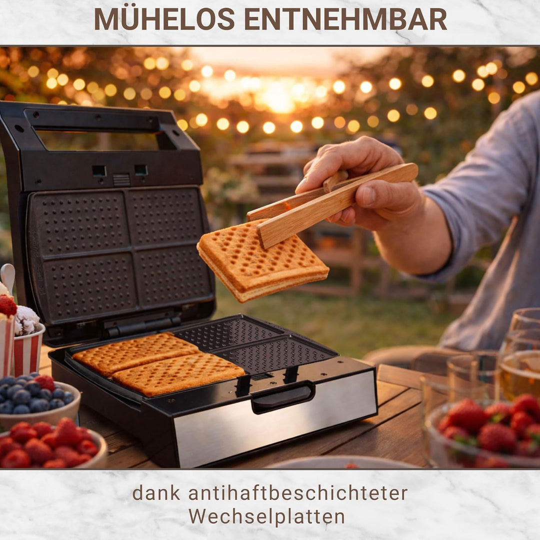 Syntrox Ice Cream Sandwich Maker mit Wechselplatten, Edelstahl, schnelles Aufheizen, Antihaftbeschic