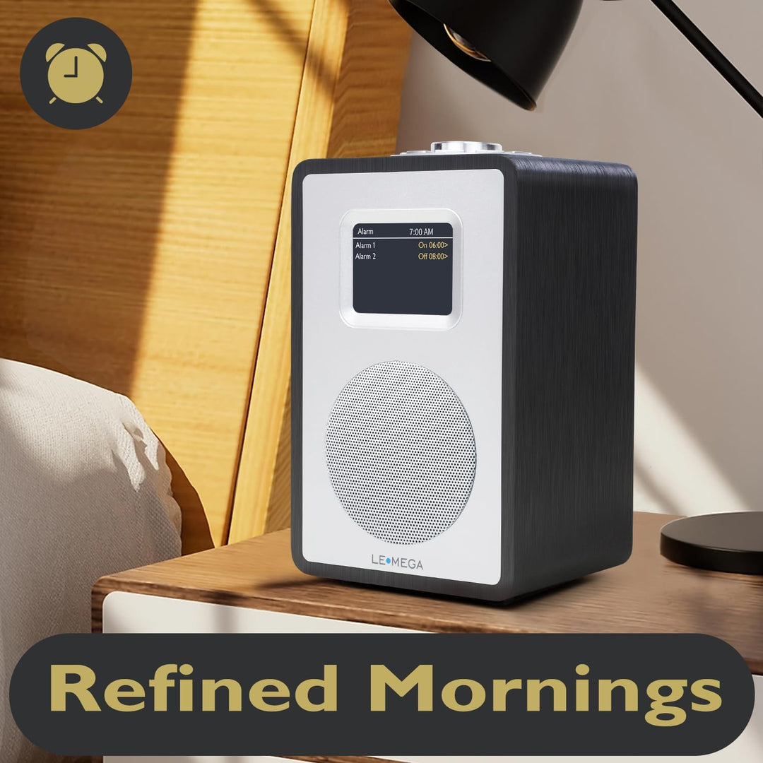 LEMEGA CR4+ DAB Radio Mit Bluetooth(Holzgehäuse,Tragbares DAB Plus Radio,Küchenradio,UKW-Radio,Doppe