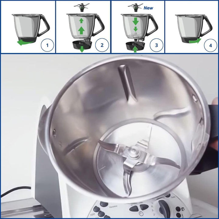 Mixmesser für Vorwerk Thermomix TM5 &amp; TM6 inkl. 2 Ersatz-Dichtungen, Edelstahl SUS420 – Hochwertiges