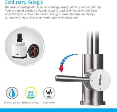 GRIFEMA Küchenarmatur Mischbatterie 360° Drehung- Wasserhahn Küche Edelstahl, Spültischarmatur mit H