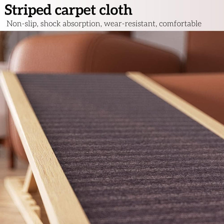 QiMu Haustierrampe aus massivem Holz, 2-fach höhenverstellbar mit rutschfestem Teppich, Sicherheitst