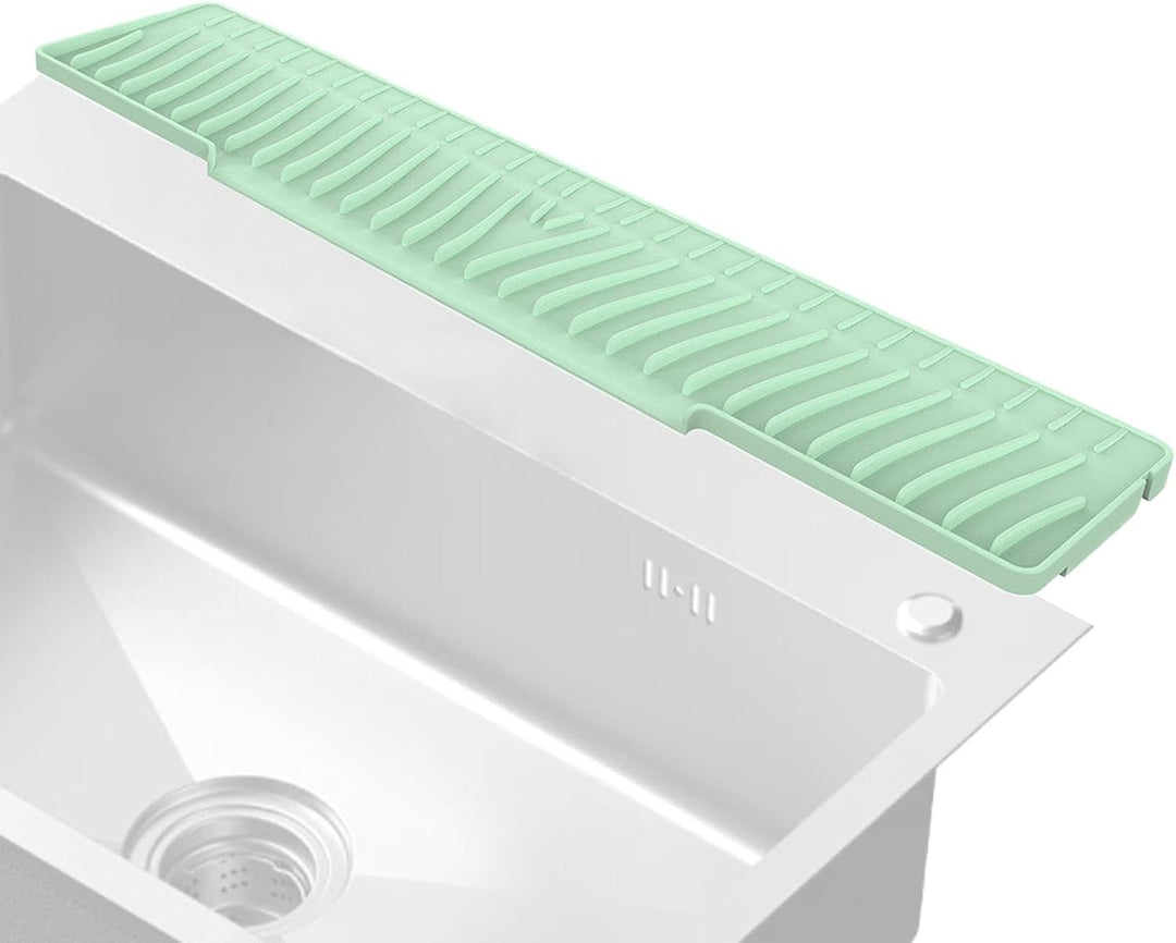 Sink Water Splash Guard, Foldable Silicone Drying Mat, 58x12.5cm, Versatile Drainage Pad for Kitchen