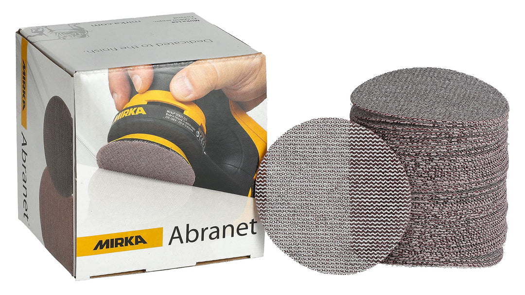 Mirka Abranet Netz-Schleifscheiben Ø 77 mm Klett/Korn P80 / 50 Stk/zum Schleifen von Holz, Spachtel,