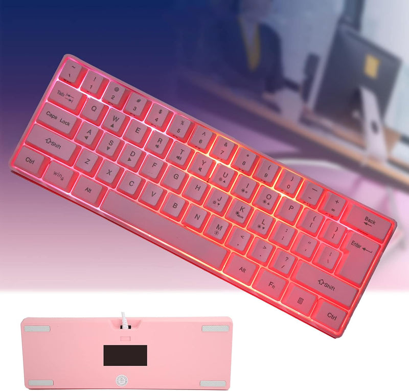 ASHATA Rosa Gaming Mechanische Tastatur, 61 Tasten RGB Hintergrundbeleuchtung Computer USB Gaming Ta