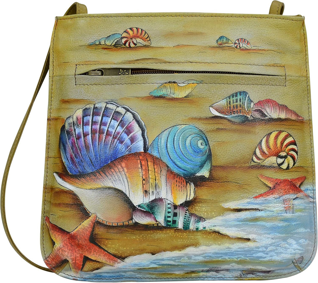 Anuschka Damen Cross Body aus Leder, handbemalt Einheitsgrösse Geschenk des Meeres, Einheitsgrösse G