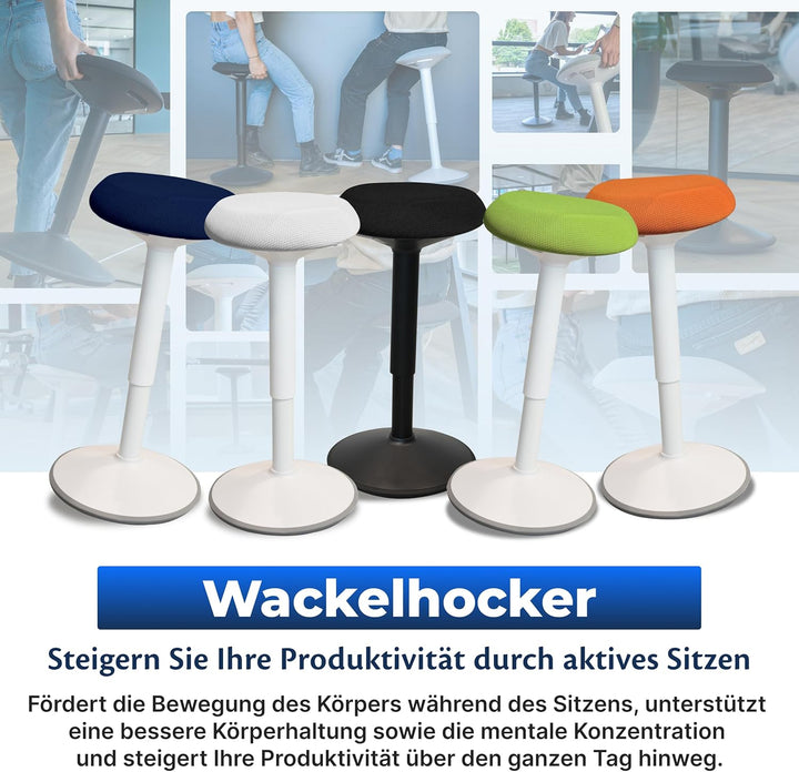 Backerz Ergonomischer Hocker - Bürohocker Testsieger mit 40-60 cm Stehhocker Höhenverstellbar mit Sc