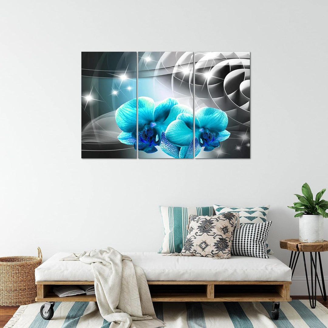 Runa Art Wandbilder Blumen Orchidee Bild XXL Wohnzimmer Schlafzimmer Türk Abstrakt 120 x 80 cm 3 Tei