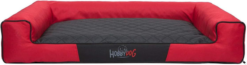 Hobbydog L VICCCM5 Eckig Hundebett, Victoria Katzenbett Schlafplatz, rot mit schwarz Rot-Schwarze L