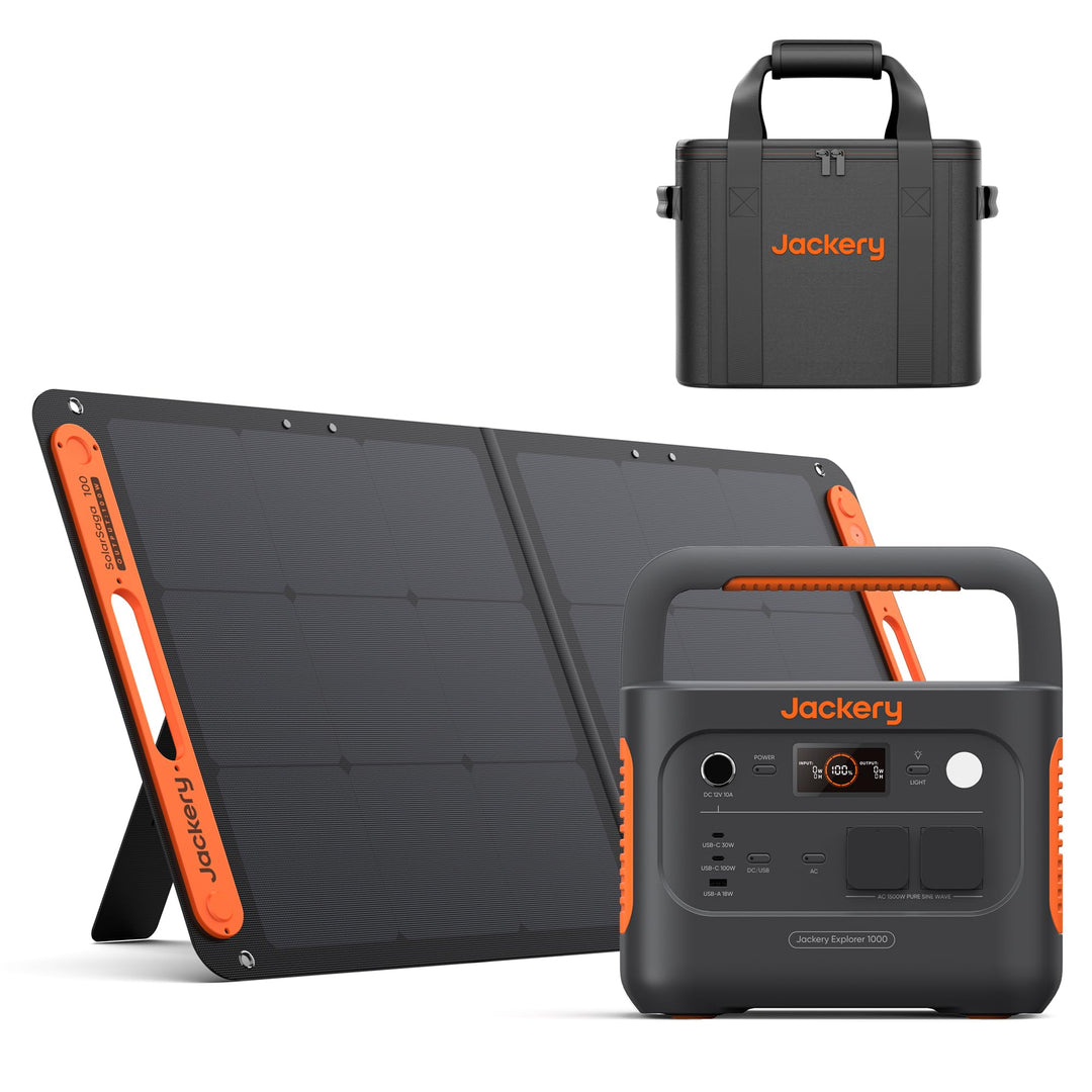 Jackery Solargenerator 1000 v2 mit 100W Solarpanel, 1070Wh LiFePO4 Tragbare Powerstation mit M Tragt