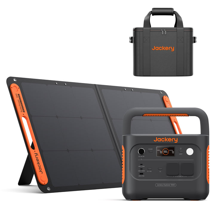 Jackery Solargenerator 1000 v2 mit 100W Solarpanel, 1070Wh LiFePO4 Tragbare Powerstation mit M Tragt