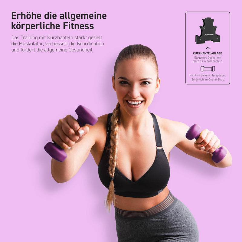 MSPORTS Kurzhanteln 2er Set Neopren 0,5-5 kg Paar inkl. Übungsposter | Hantelset 5 kg - Lila, 5 kg -