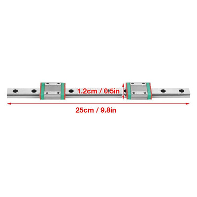 Lineare Führungsschiene, 250 mm Lineare Führungsschiene aus Lagerstahl MGN12 Miniatur-Führungsschien