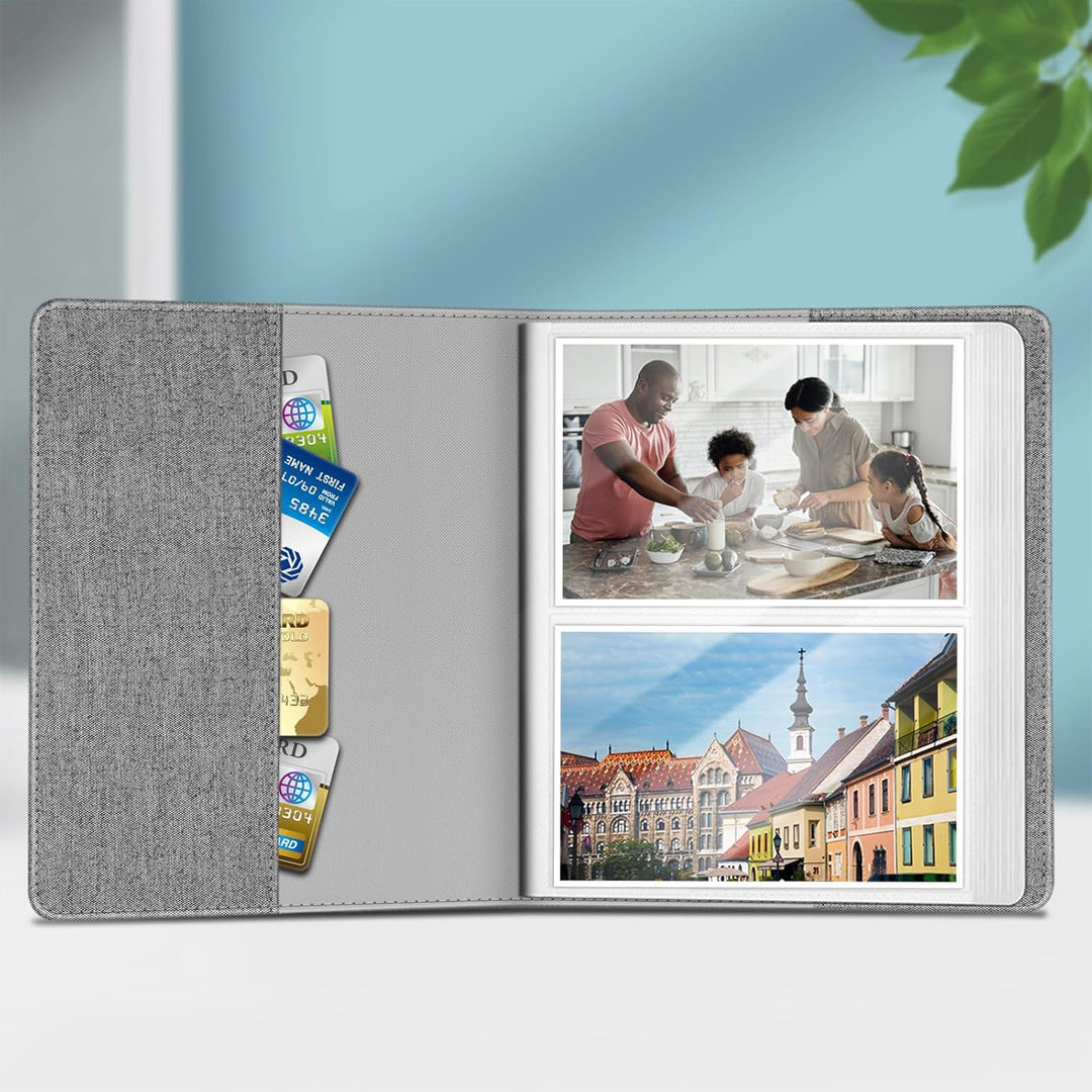 Fintie Fotoalbum 10 x 15 cm – 112 Fotos, Premium-veganes Ledereinband mit Druckknopfverschluss, trag