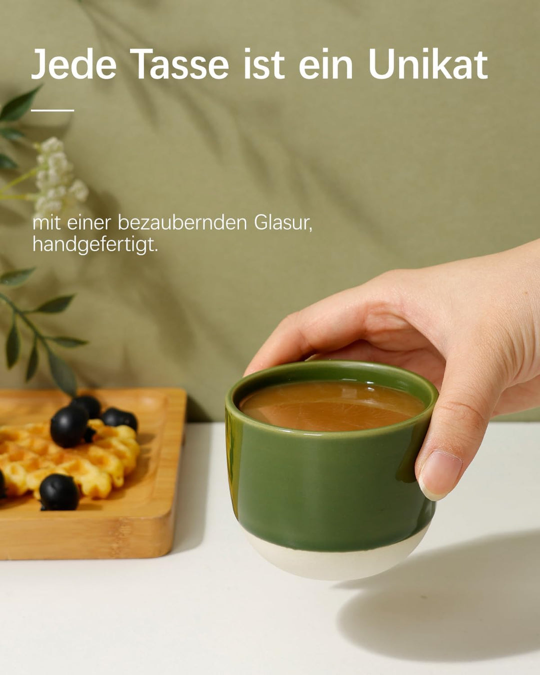 NOVAJOY | Espressotassen Set | 4-teilig | 150 ml | Mini-Espressotasse - Handgefertigt dickwandigem |