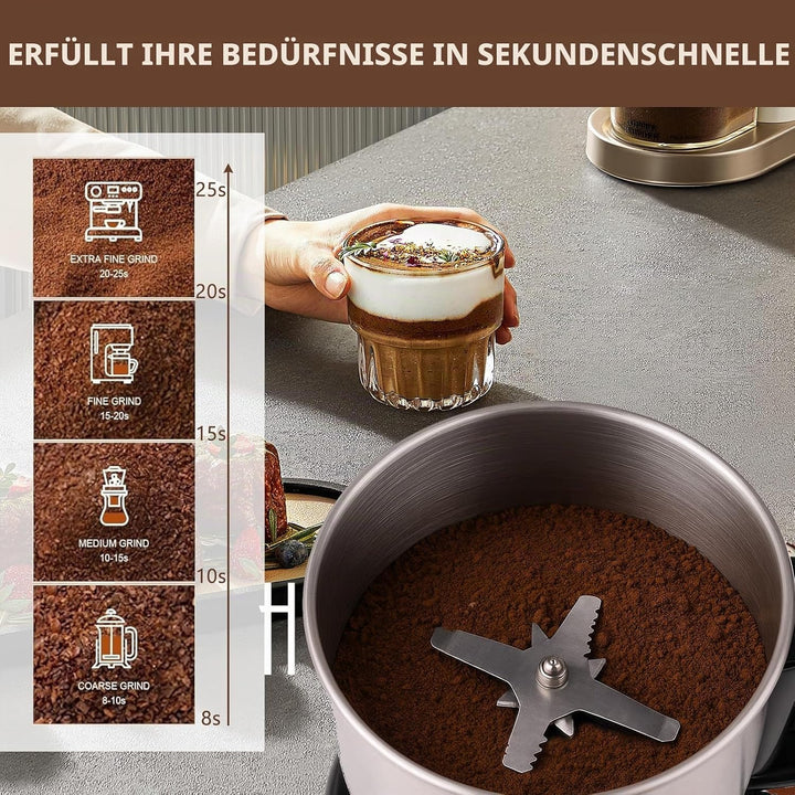 Getreidemühle Multifunktionale 500ml, 300W Edelstahl Gewürzmühle Ultrafeine Kaffeemühle, Elektrische