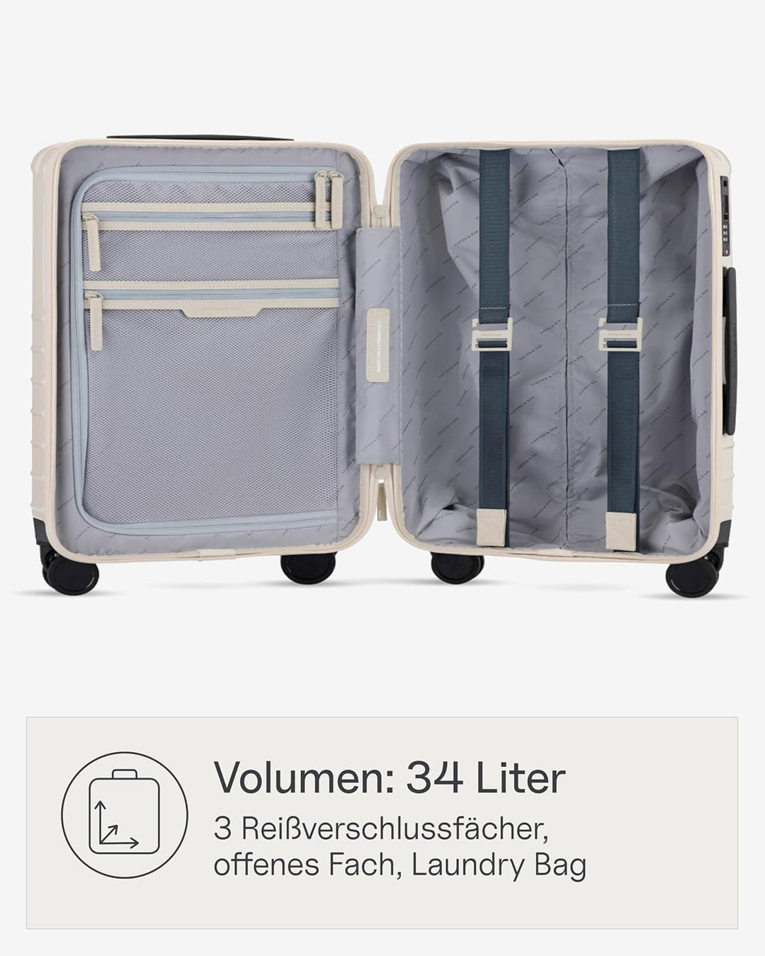 Kapten & Son Koffer Heathrow Essential Cabin Sandstone 34 L | Handgepäck Koffer 55 x 35 x 22 cm Beig