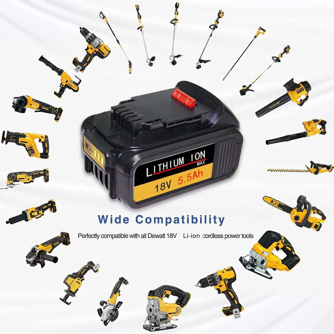 DTK DCB200 5.5Ah 【Hohe Kapazität】 18V Li-ion Ersatzakku für Dewalt Akku 18V 20V Max DCB180 DCB181 DC